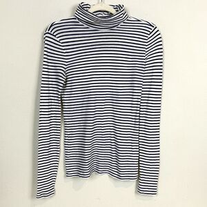 J. Crew Navy White Striped Turtle Neck T-shirt XS